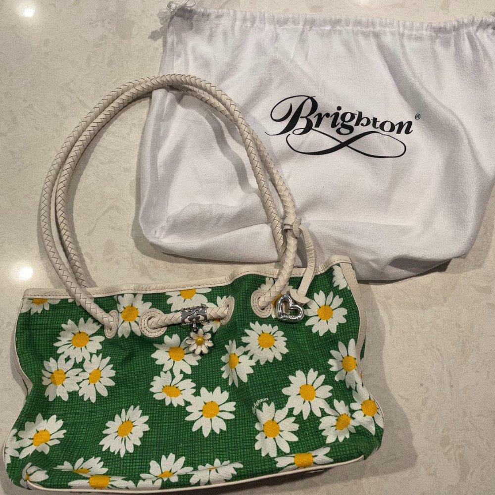 RARE Brighton Daisy Flower Charm Lilliana Green Yellow White Handbag Purse